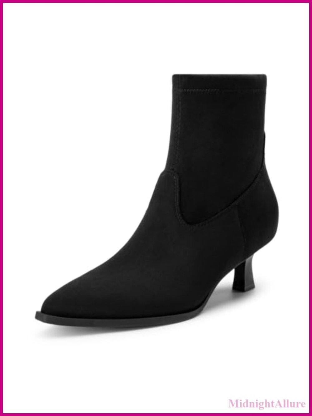 Kitten Heel Ankle Boots Pointed Toe Faux Suede Booties